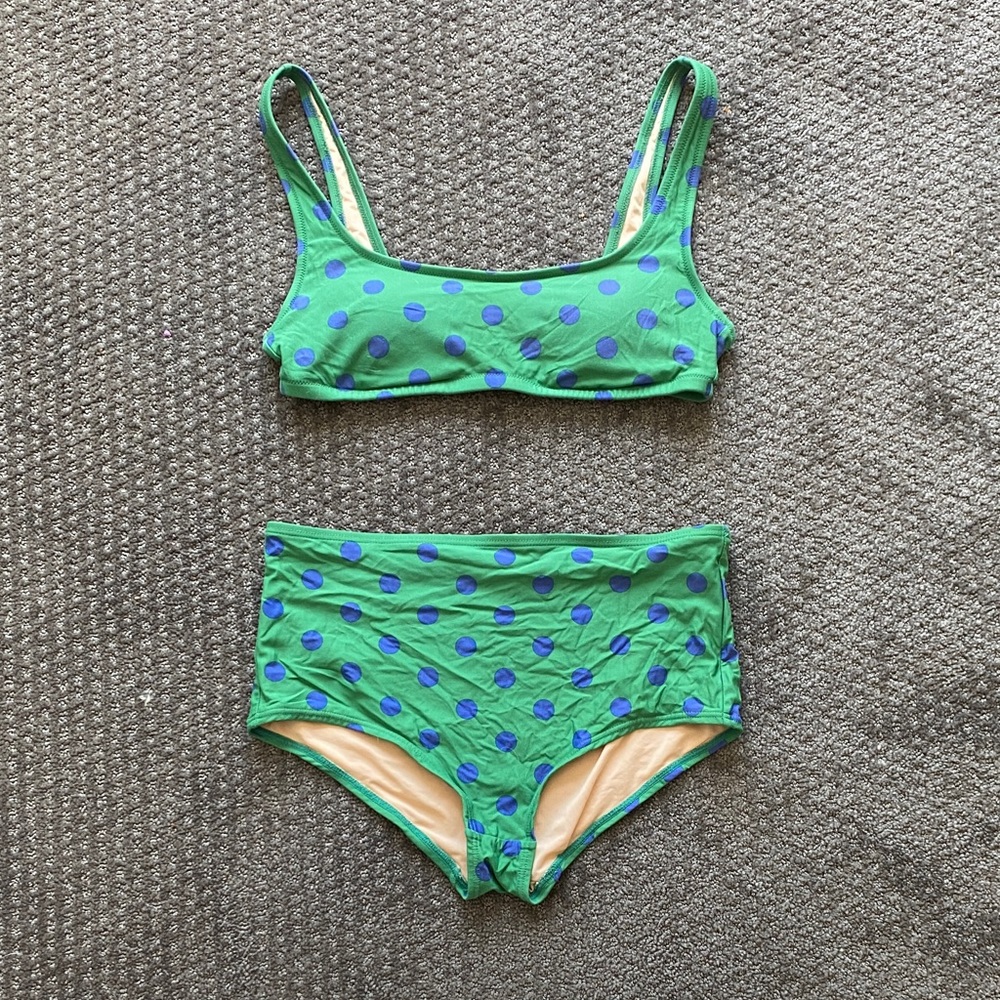 J. Crew High Waisted Polkadot Swimsuit